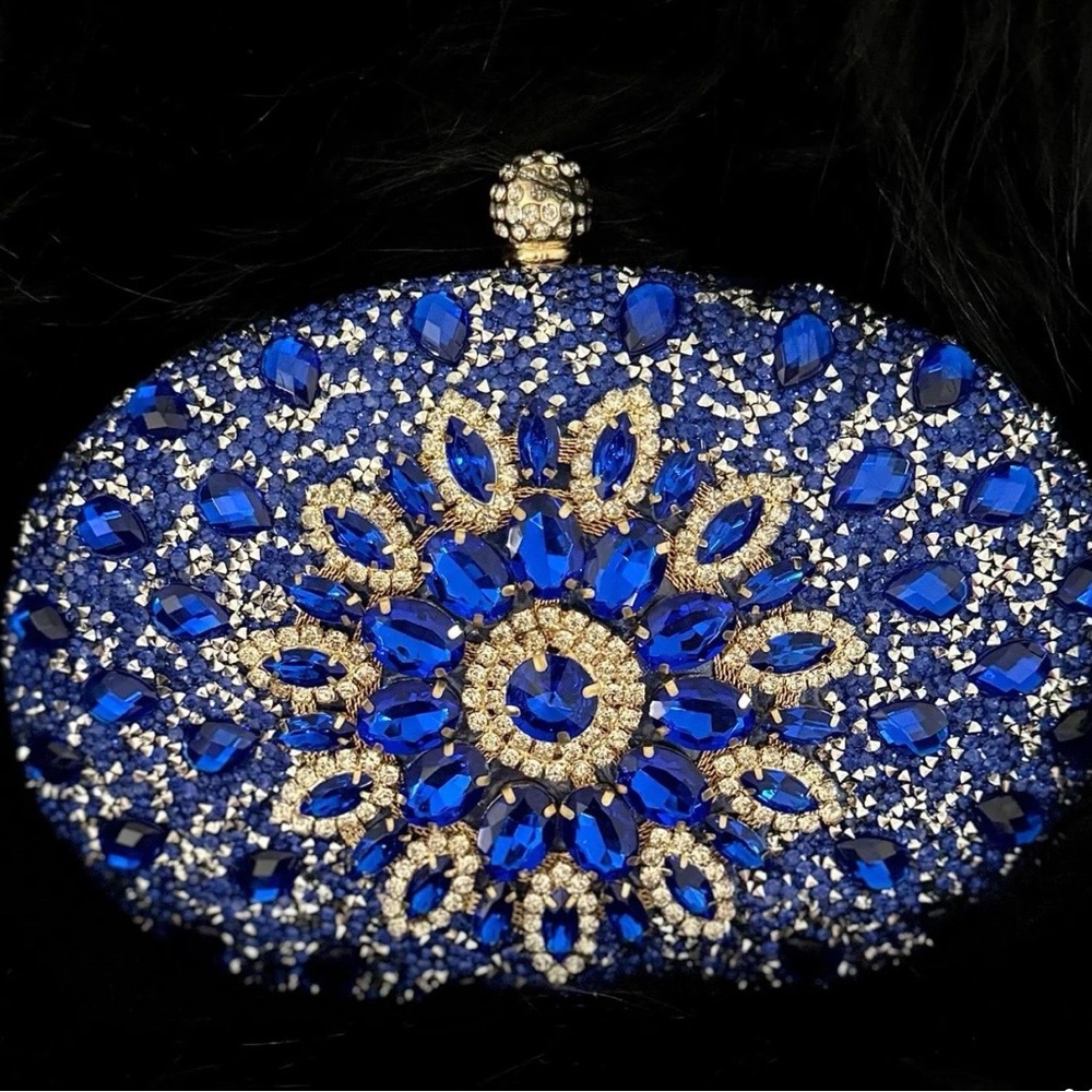 Blue and gold clutch
